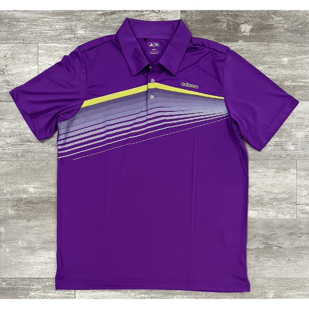 Adidas Golf Adizero Mens Polo Shirt Size Large Stripes Stretch Purple